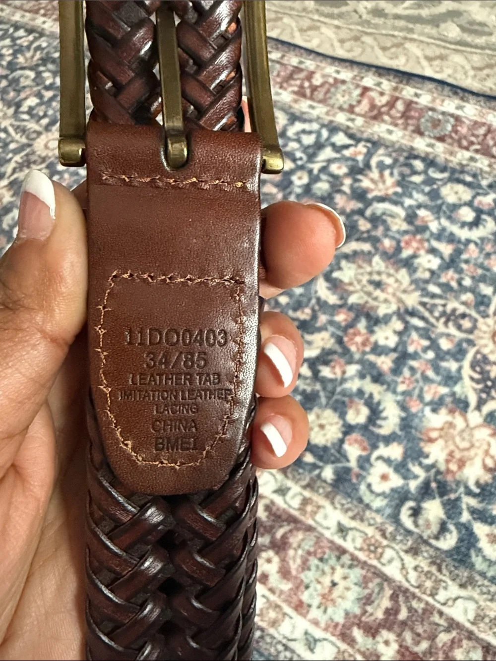 Dockers Braided Leather Belt in Dark Brown with Brass Buckle